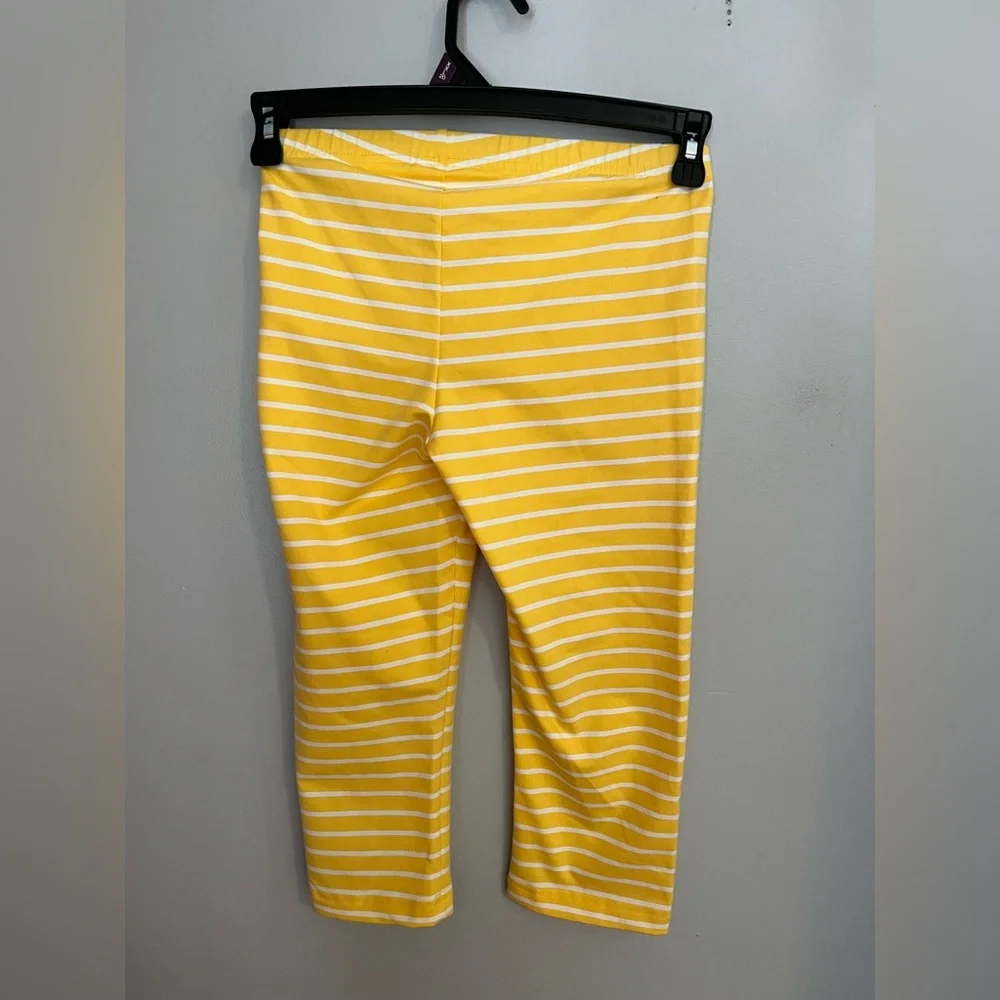 Hanna Andersson Yellow and White Striped Capri Leggings Size 12‎